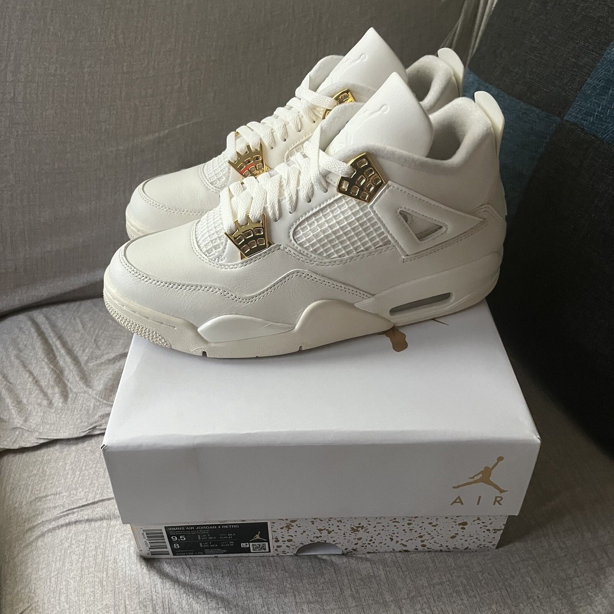 Air Jordan 4 Retro Metallic Gold New Women's Size 9.5 Men's