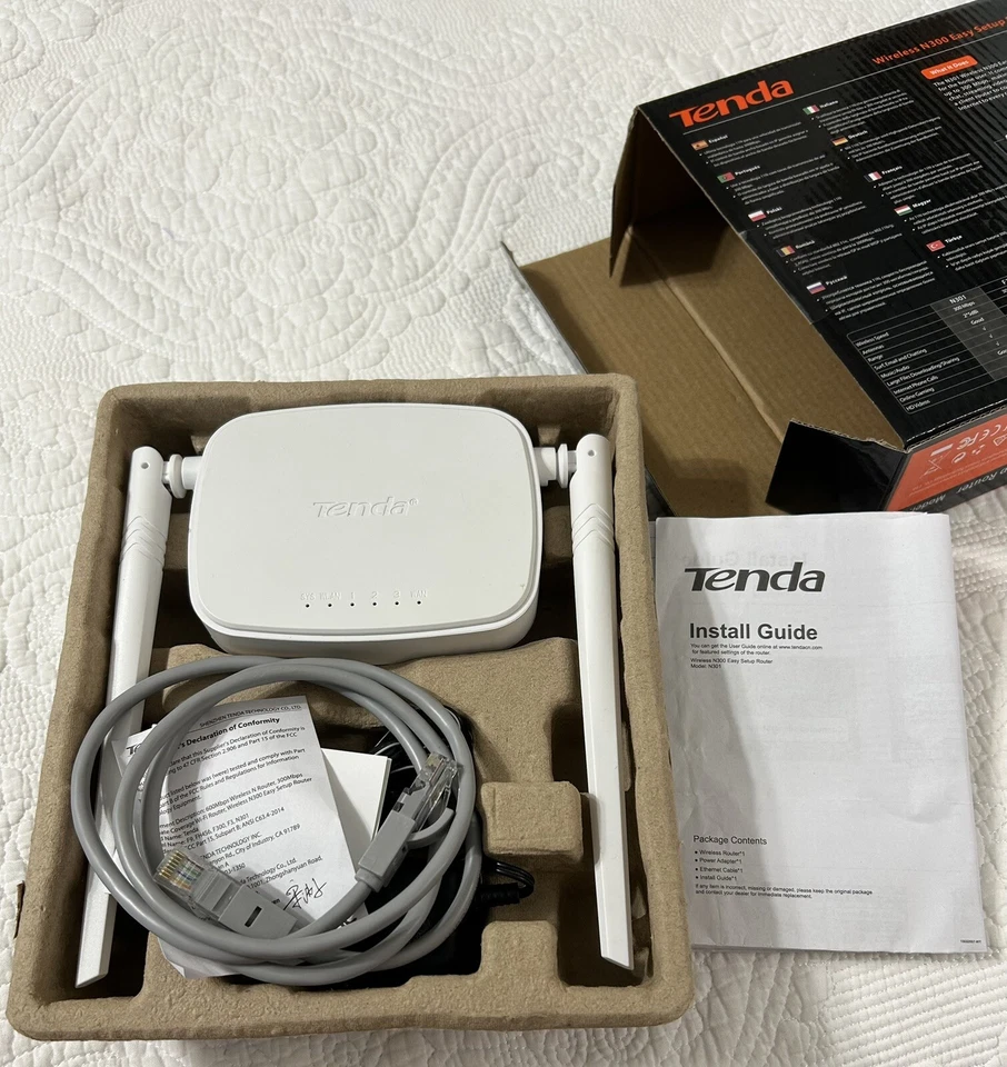 NEW IN BOX TENDA MODEL N301 WIRELESS WIFI N300 EASY SETUP ROUTER - Image 2 of 4