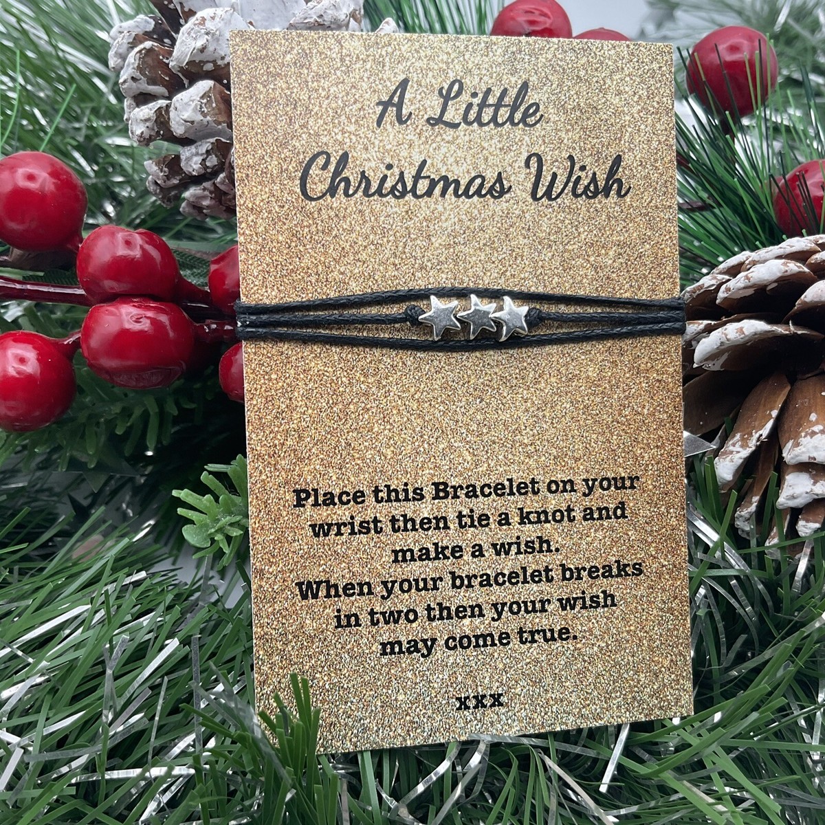 X10 Wish Bracelets A Little Wish Christmas Wish Black Cord