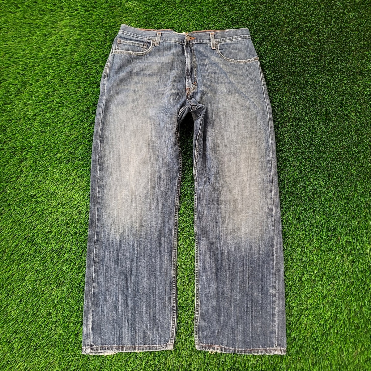 LEVIS 569 Baggy Jeans 36x31 Faded Thigh Whiskers Worn-In