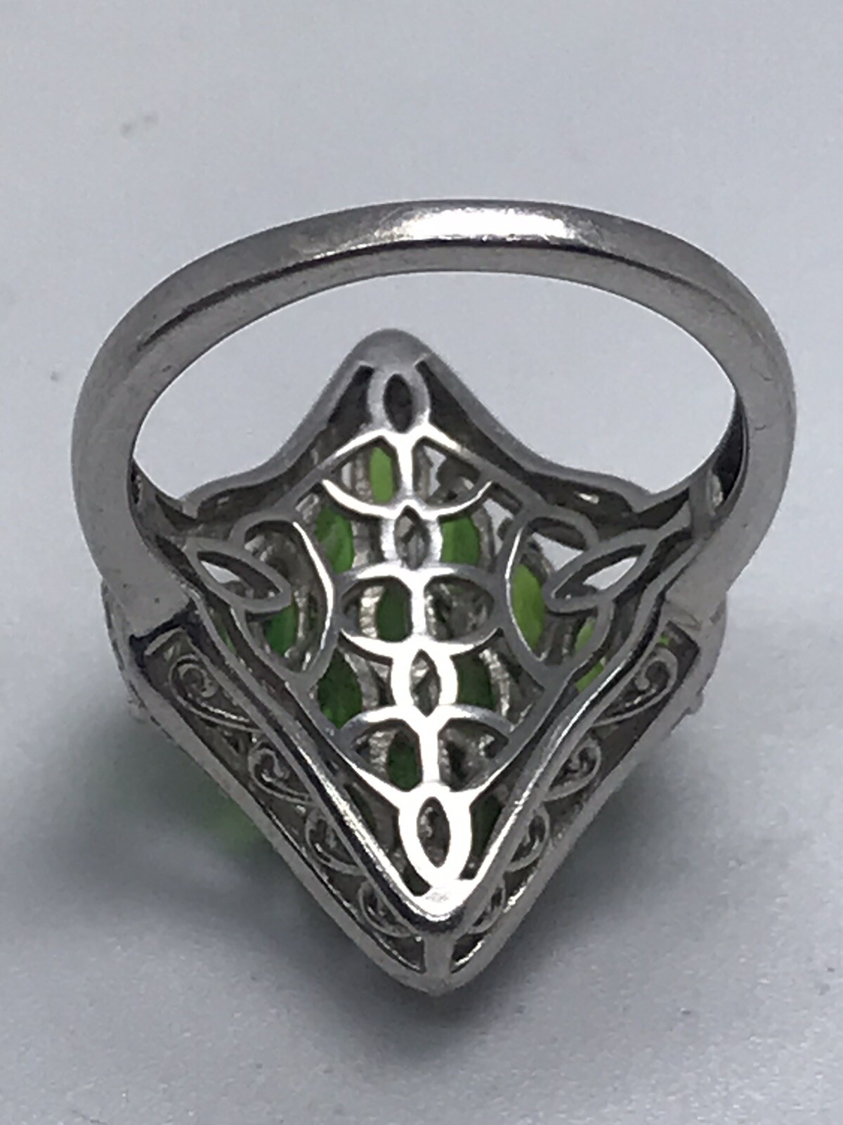 Sterling Silver Emerald Cluster Statement Band Ri… - image 9