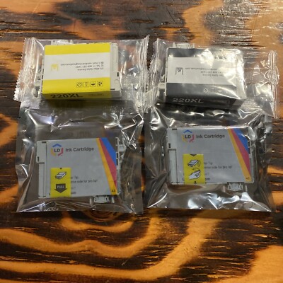 4PK 220 XL Ink Cartridge 220XL for Epson WorkForce Printer 2 Black & 2 Yellow