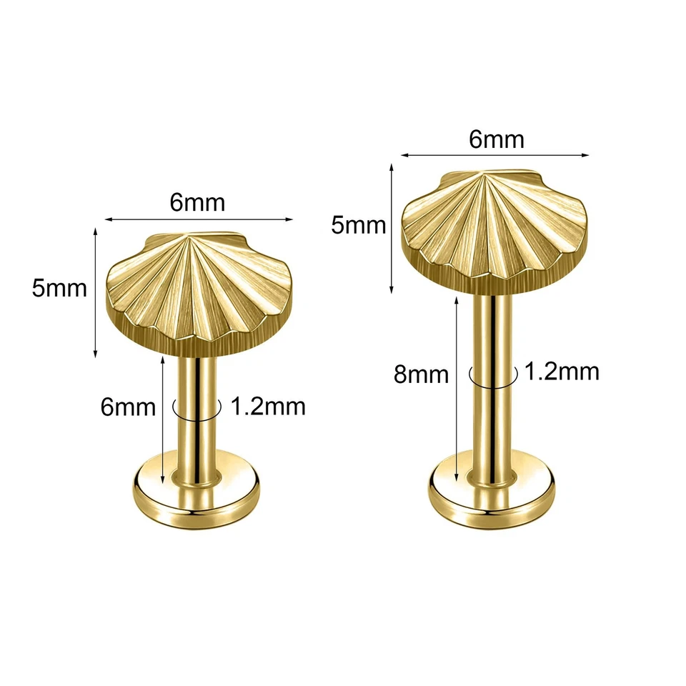 1 pieza Anillos labiales de titanio G23 16G Shell Labret Piercing Oreja Hélice Piercing Joyería Foto 3 de 4