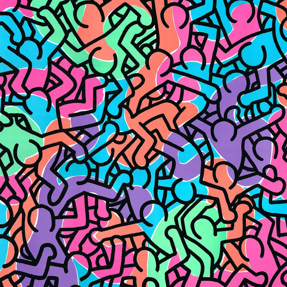 Cartel serigrafía litografía arte vintage sin título Keith Haring 1985 años 90 Foto 3 de 4