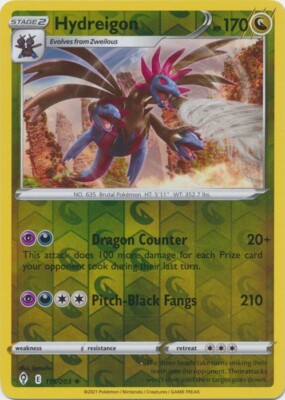 Reverse Holo Hydreigon 115/203 Evolving Skies Rare Pokemon TCG