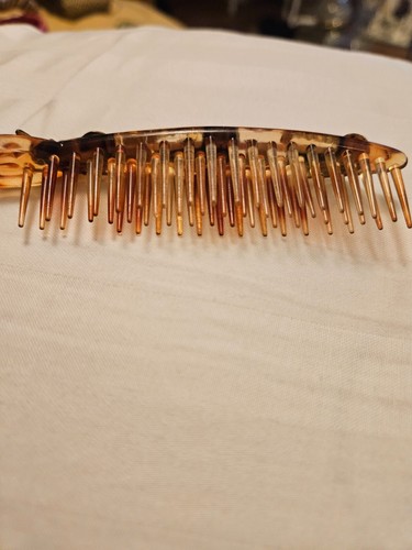 Vintage Depose France Faux Tortoise Shell Jeweled Hair Teasing Brush Teeze Comb - Picture 2 of 5