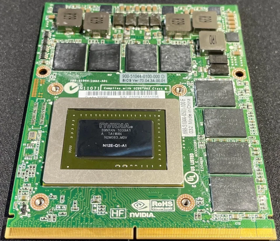 Dell 2GB nVidia Quadro 3000M Video Card Graphics / WRJXH - Image 2 of 4