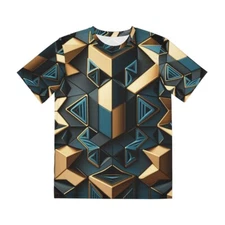 All Over Print T Shirt Futuristic Geometric Pattern Bold Modern Sleek Art Unique
