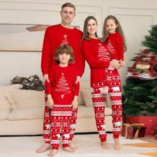 Christmas Family Matching Kids Adult Pyjamas Nightwear Xmas Tree Pajamas