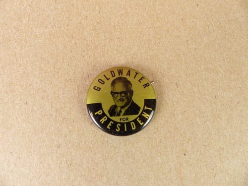 Vintage Original Barry Goldwater for President Political Gold Pin Button 1.25" - Picture 5 of 9