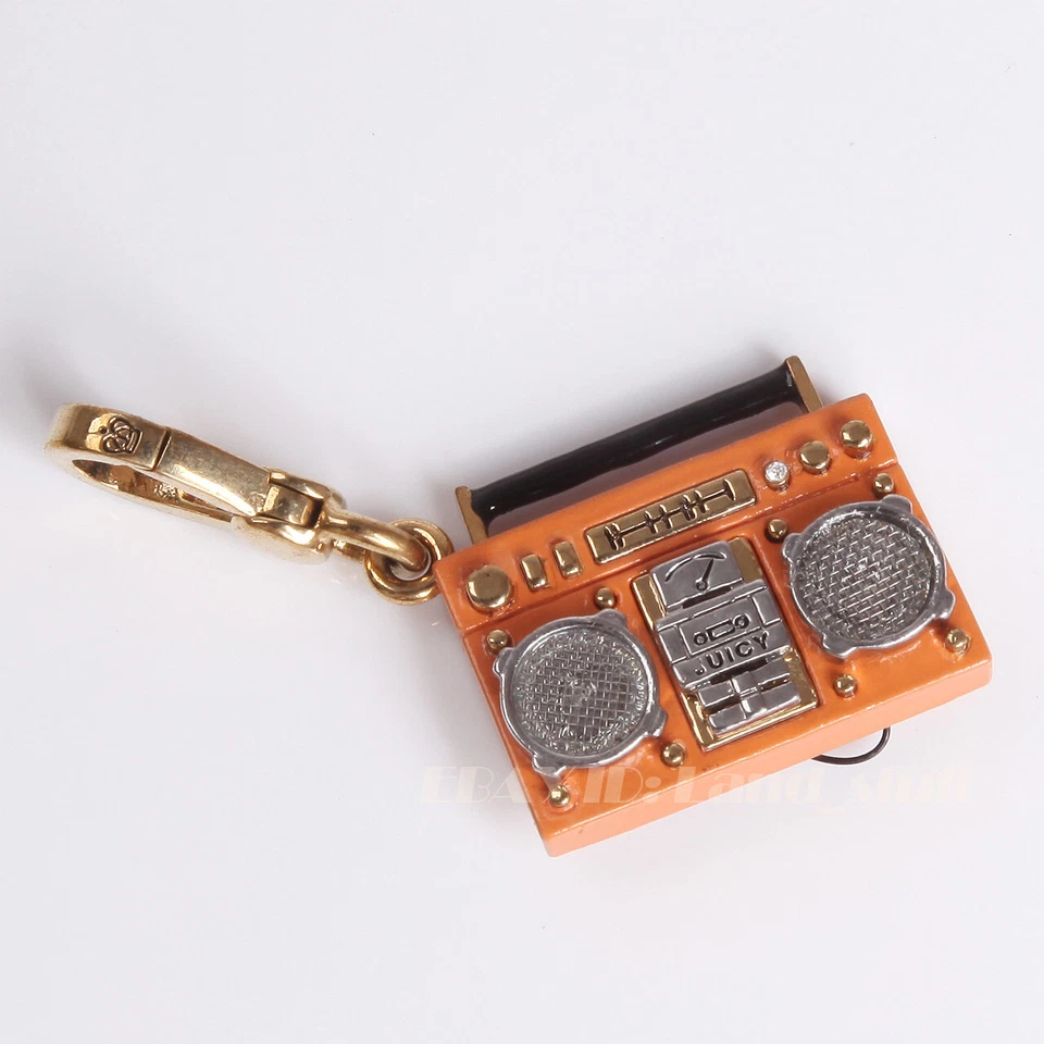 Juicy Couture Neon Orange Tape Recorder Key Purse Necklace Charm RARE No Box Foto 2 de 4