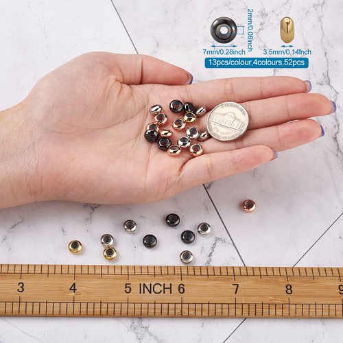 52pcs Brass Stopper Rondelle Beads Insert Rubber Stopper Spacer Slider Beads 7mm - Picture 5 of 8