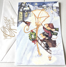 Vintage Christmas Card Joyfully Yours DaySpring Cute Mice Lighting Lamppost