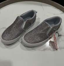 NEW Vans Asher Glitter Sidewall Light Grey Gray Slip-on Girl's Youth Size 4