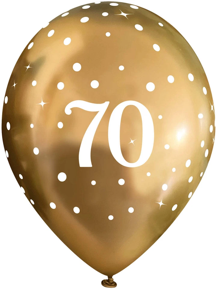 OAKTREE UK LTD Gold 70th Birthday Latex Balloons Pack of 6
