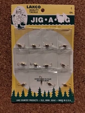 Vintage Lakco Tackle Full Card Of 12 Tullabee Hook Size 10 Jigs.  Card Of 12
