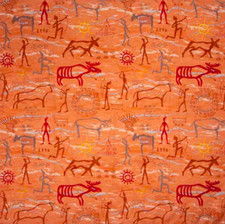 Wyoming Traders Wild Rag Cave Drawings Print Western 100 Silk Scarf - 34.5"