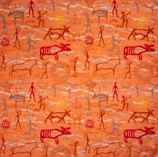 Wyoming Traders Wild Rag Cave Drawings Print Western 100% Silk Scarf - 34.5"