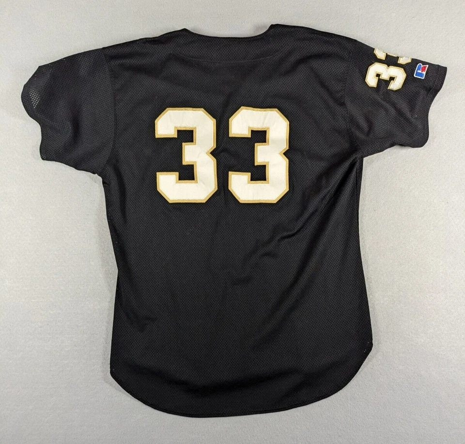 Camiseta atlética vintage Russell unissex tamanho 50 XL preta feita nos EUA beisebol anos 90 - Imagem 2 de 4