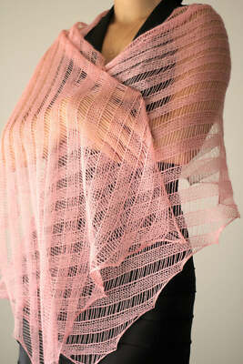 Knit lace shawl, knit wrap in soft pink color, gift for her