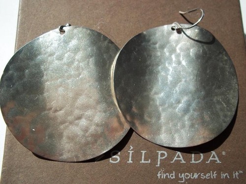 Orecchini Silpada Martellato Argento Sterling 925 Bagliore di Luna W2251 - Foto 2 di 3