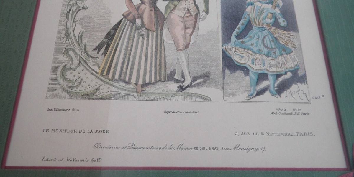 Pair 1899 LE MONITEUR DE LA MODE Paris Children Fashion Etching