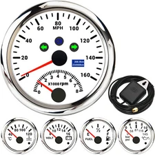 5 Gauge Set 85mm GPS Speedometer w/Tacho 52mm Fuel Water Temp Oil Pressure Volt 