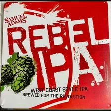 NEW Samual Sam Adams 🍺 REBEL IPA 16"x16" Tacker Metal Tin Beer Sign Bar ManCave