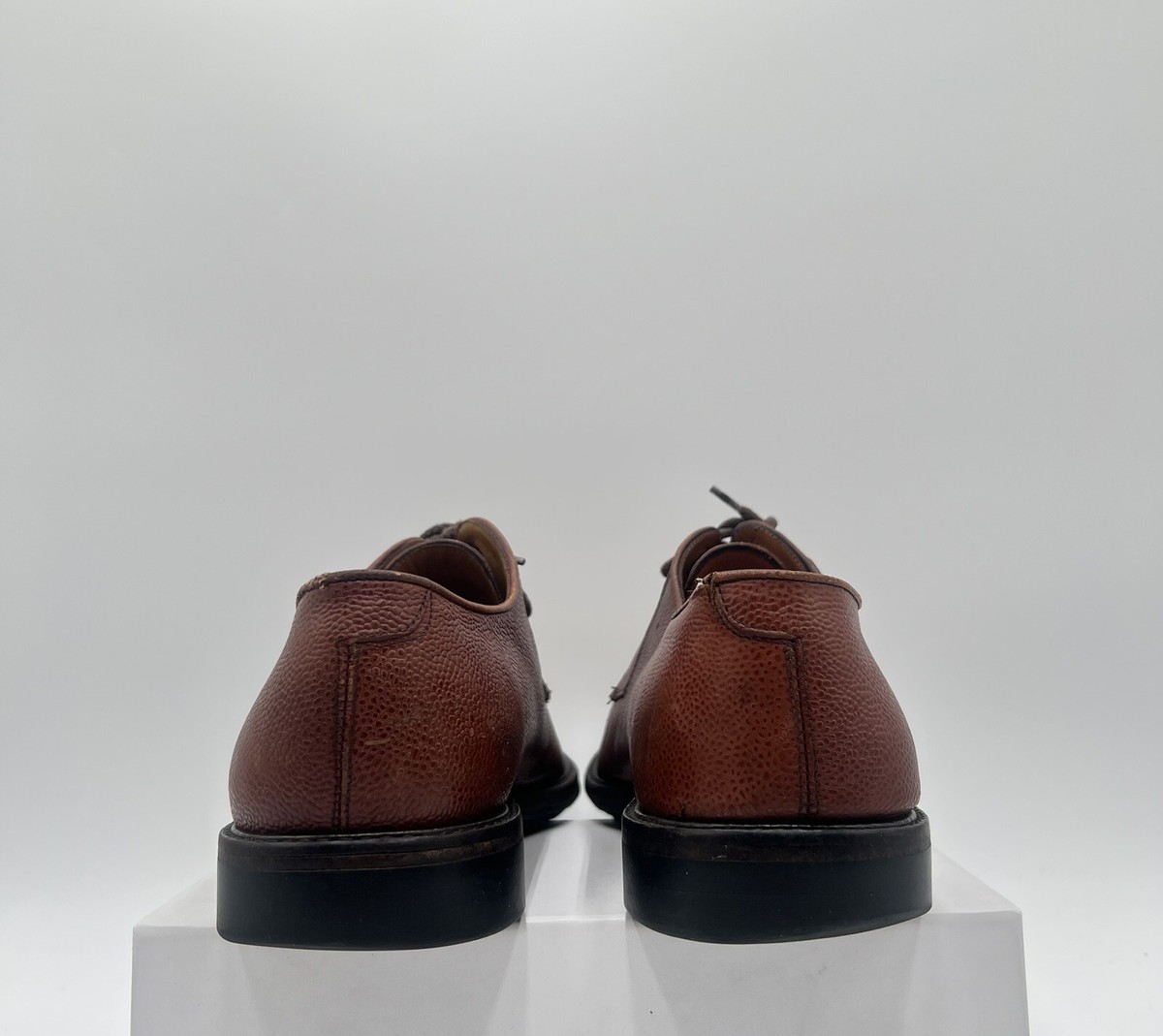 Salvatore Ferragamo Studio Brown Pebbled Leather Oxford Lace 