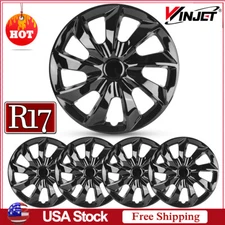 17" Set of 4 Black Wheel Covers Snap On Full Hub Caps fit R17 Tire & Steel Rim