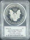 2021-W American Silver Eagle Type 1 PCGS PR70 DCAM FDOI Whitley Signed (#809)