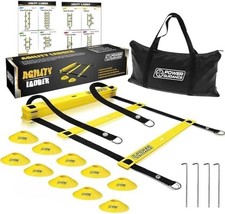 Agility Ladder 20 Feet with Cones for Speed Agility Training  Quick Footwo...