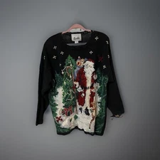 Christmas Sweater Plus Jacque & KoKo Together Santa Tree Beads Embroidered 18/20