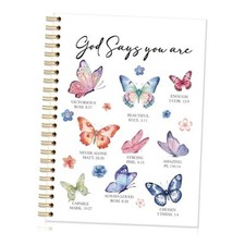 God Says You Are Hardcover 160 Pages Lined Spiral Notebook, Butterfly