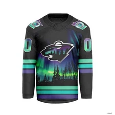 Personalized Minnesota Wild Hockey Shirt Northern Lights V-shaped Shirt