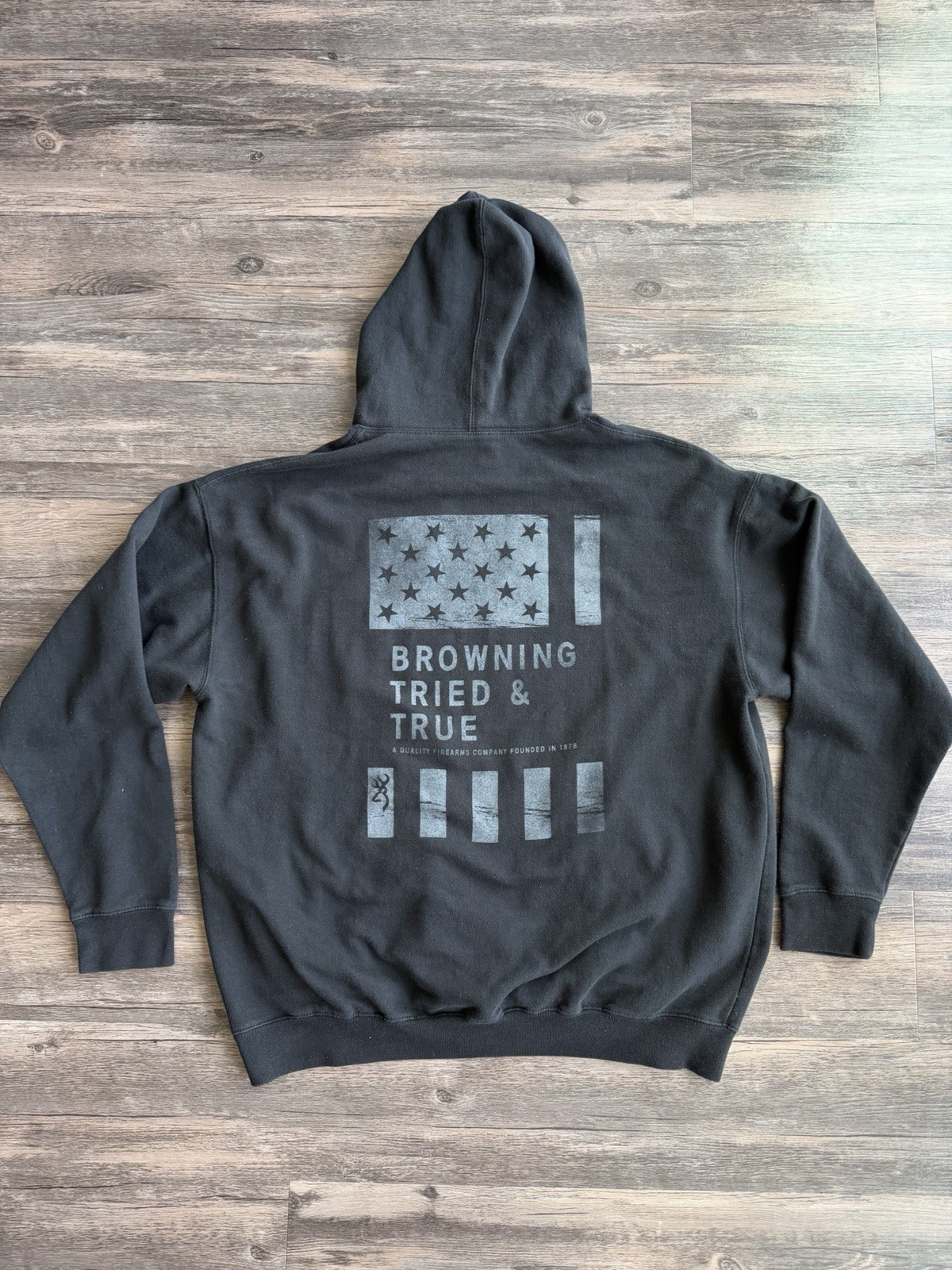 Browning Hoodie Men XL Hunting Outdoors Heavyweight USA Flag Graphic Pullover thumbnail 4