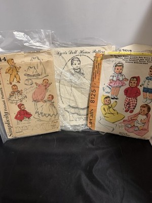 Vintage 1950s Doll Clothes Pattern Lot Simplicity McCall s