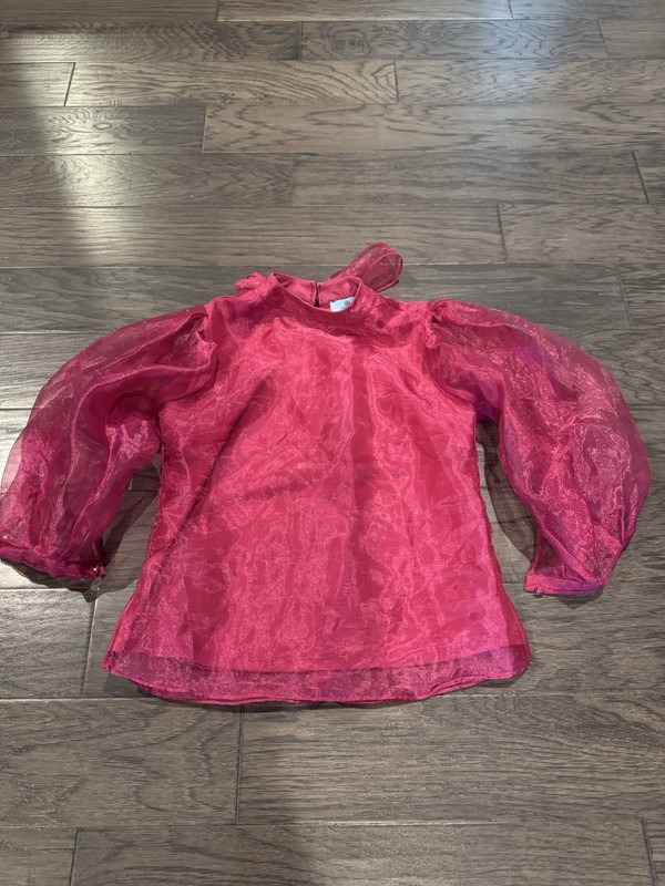CeCe Women’s XSmall  burgundy Blouse Soft Sheer Preppy Goth Twee