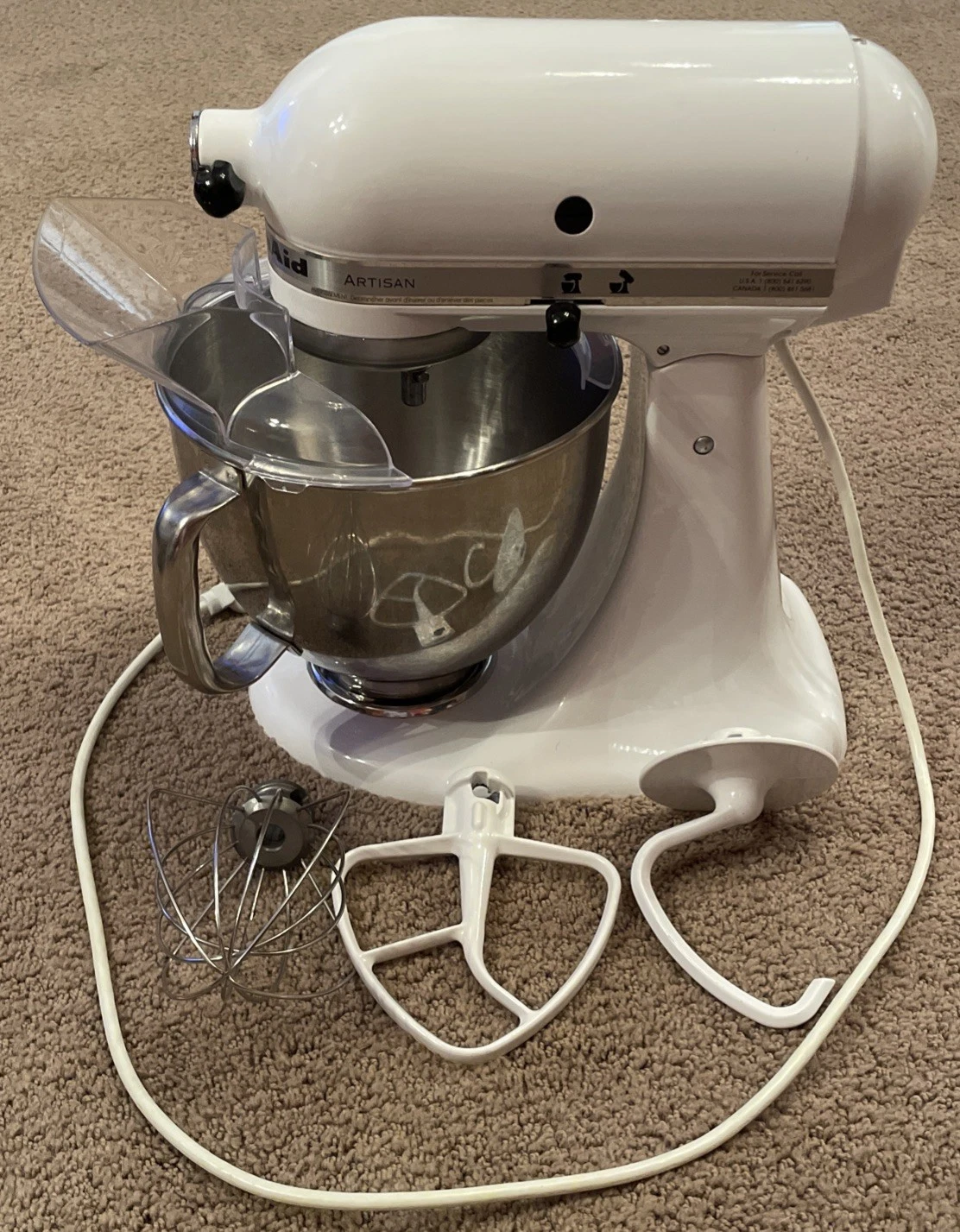 KitchenAid Artisan Tilt Stand Mixer KSM150PSWH White 5qt W/ Attachments TESTED