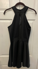 Classic Black Keyhole Halter Dress Womens Small/Medium