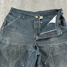 VTG Carhartt Pants Men 34x30 Black Loose Fit Double Knee Carpenter Union USA 90s