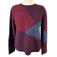 Vintage Women  s Christopher  Banks 90s Patchwork Sweater Size M Pullover