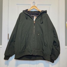 Vtg Carhartt J69 OLV TAC Olive Green Hooded Active Jacket 80s 90s Workwear 2X