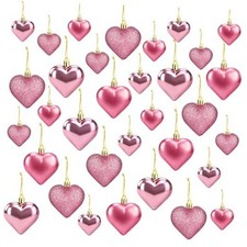 36Pcs Valentines Day Heart Ornaments, 2 Size Heart Shaped Valentine Ornaments