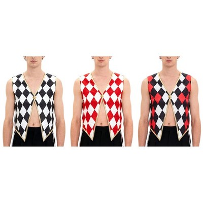 DE Damen Zirkus Kostüm Party Outfit Schwarz Tops Karneval Vest Showman Jacket