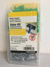The Hillman Group 373515 Plastic Anchor Kit 10-12 Includes Screws and Drill, 1