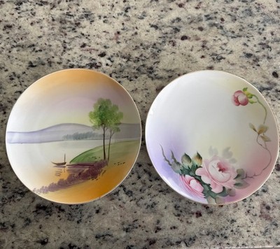 Antique Nippon Hand Painted Plates  Set Of 2