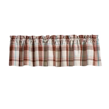 Mountbatten VALANCE UNLINED 14X72 Country Plaid Brown Pink Blue Natural Park
