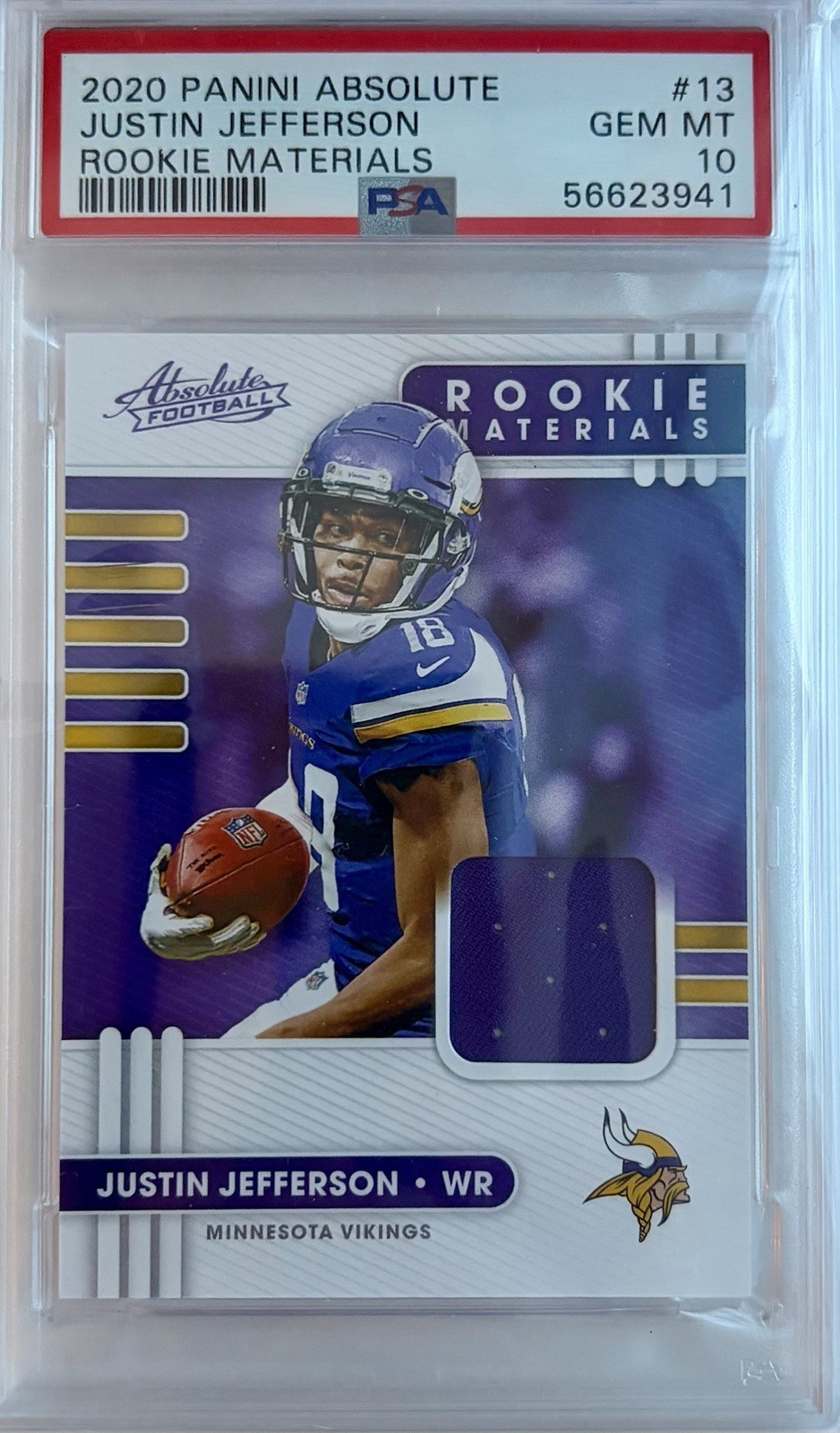 Justin Jefferson Panini Absolute Rookie Materials #13 Base