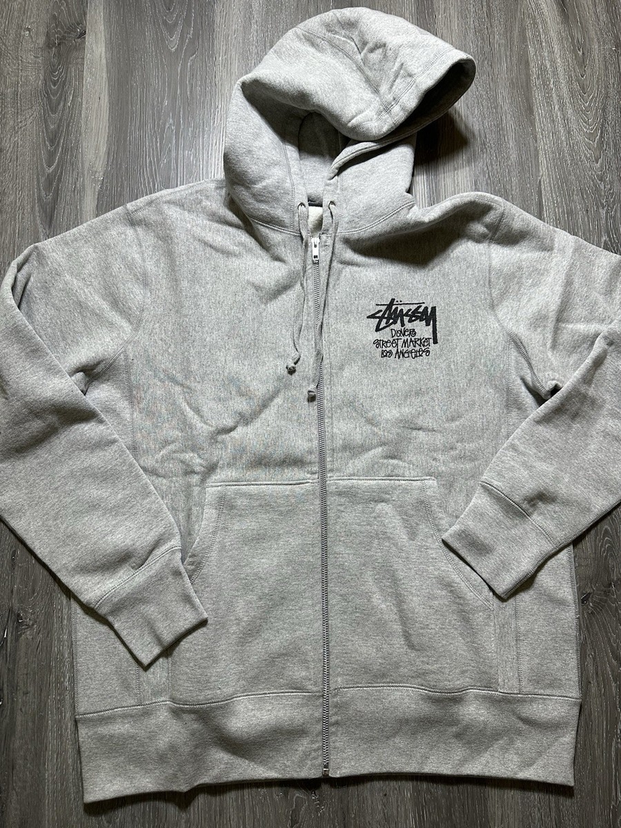 Stussy Dover Street Market Los Angeles Large Full Zip Gray Hoodie